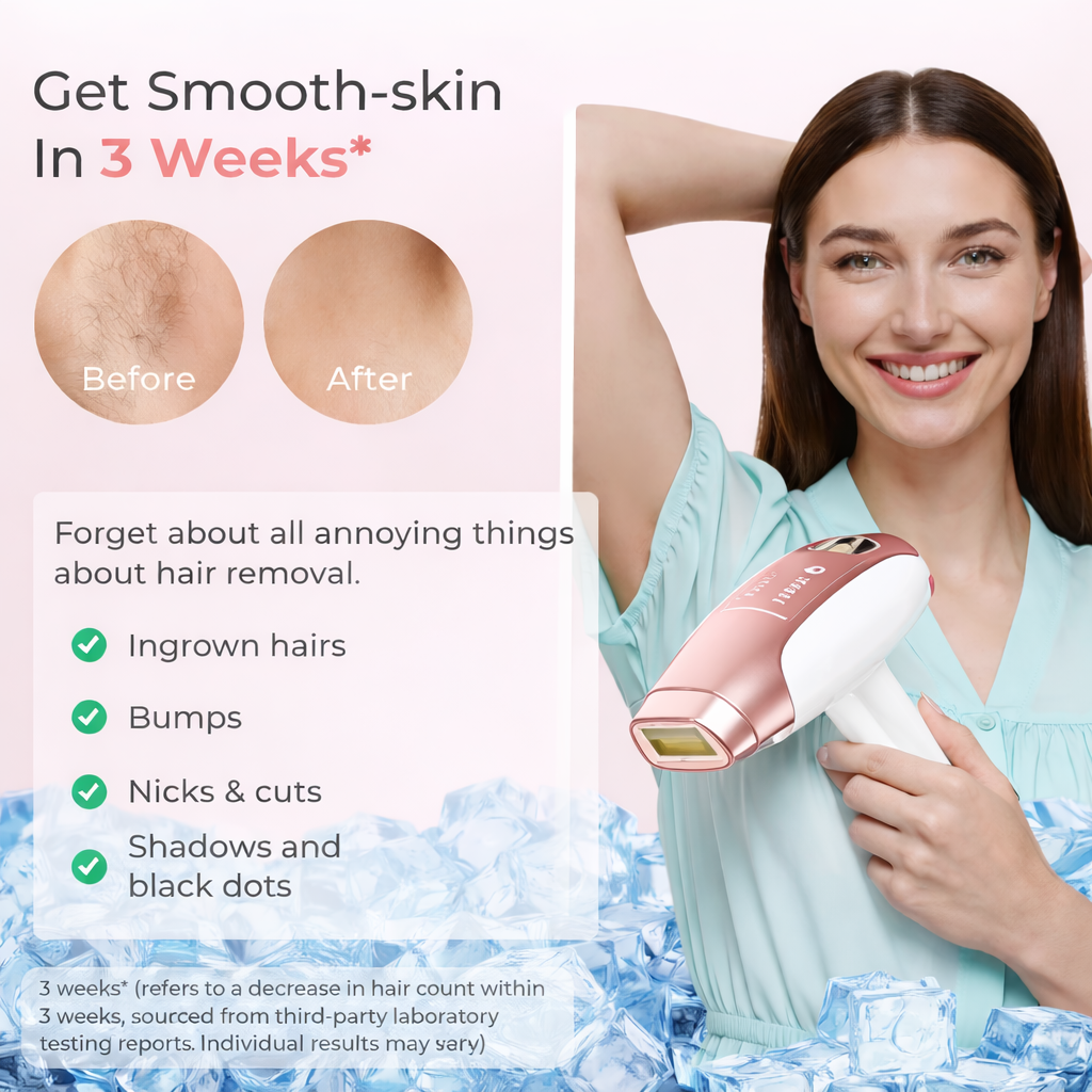 IPL Laser Hair Removal Device – Permanent Hair Reduction Facial & Body Epilator with Cooling Technology