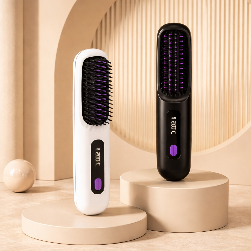Cordless Ionic Hair Straightening Comb Portable Wireless Straightener Brush for Smooth Frizz Free Hair