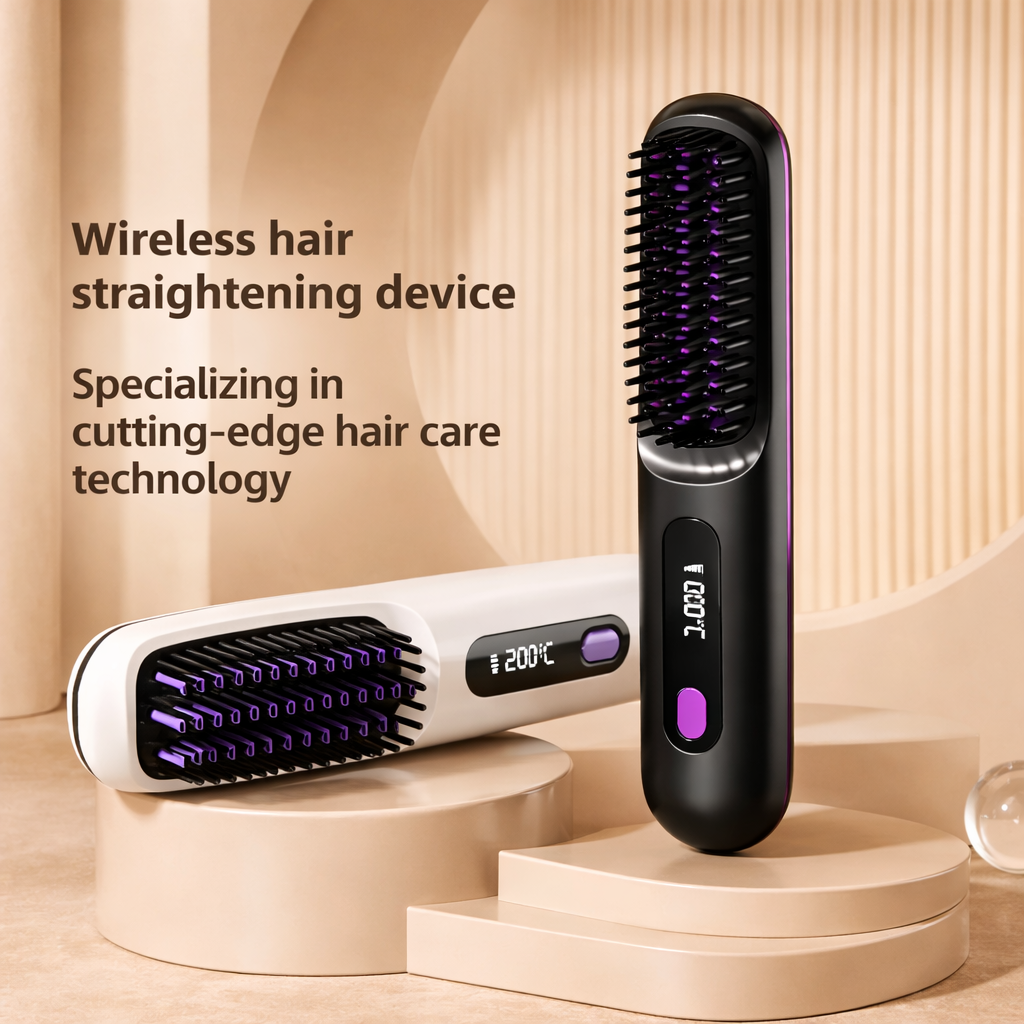 Cordless Ionic Hair Straightening Comb Portable Wireless Straightener Brush for Smooth Frizz Free Hair