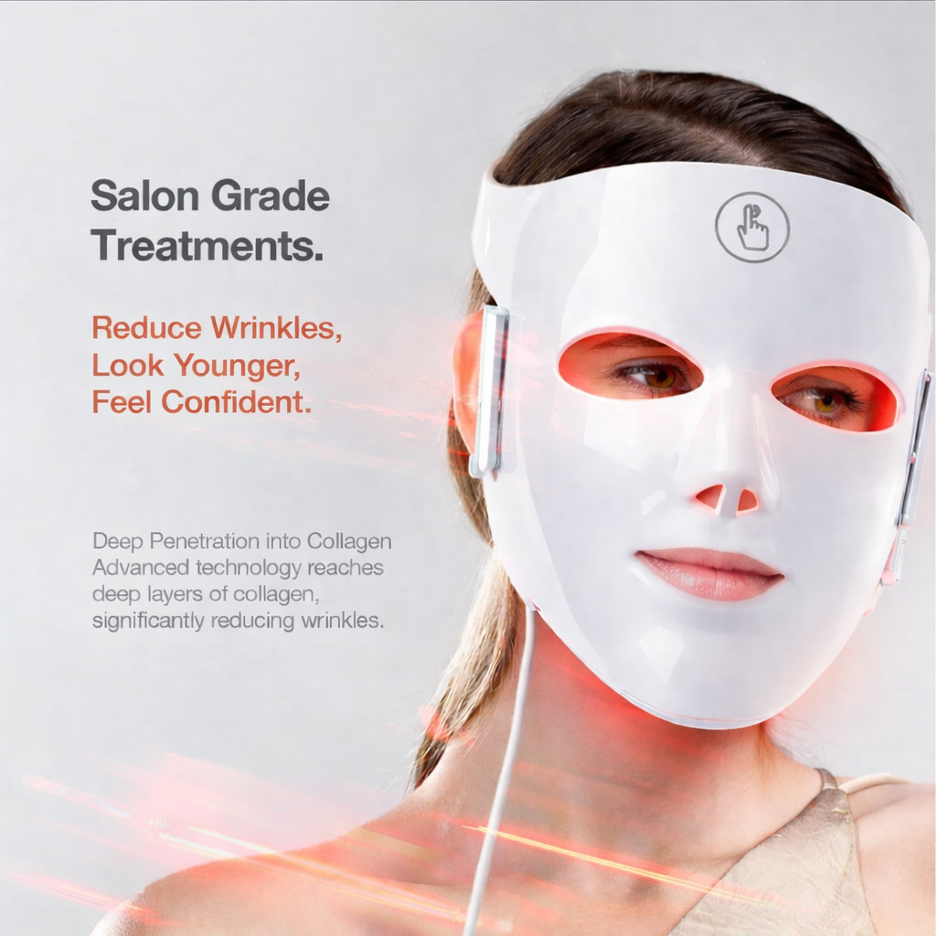 LED Face & Neck Red Light Therapy Mask – Anti-Aging Skin Tightening & Lifting Device