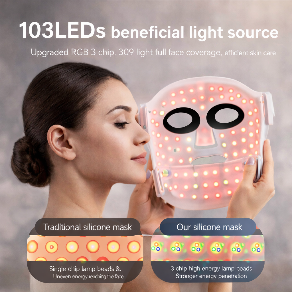 LED Face & Neck Red Light Therapy Mask – Anti-Aging Skin Tightening & Lifting Device